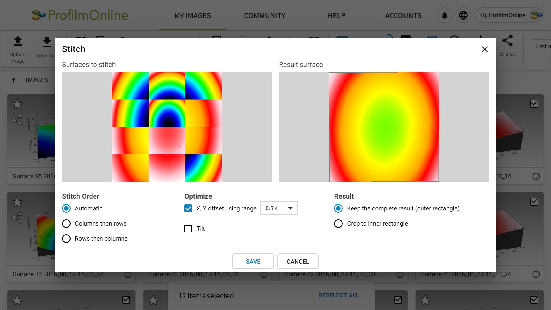 Stitch together multiple images (requires XY position for each image)